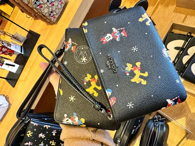 CCH Disney X Coach Corner Zip Wristlet With Holiday Print CN031
