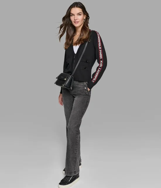 KL ZIP FRONT CARDIGAN LOGO TAPING