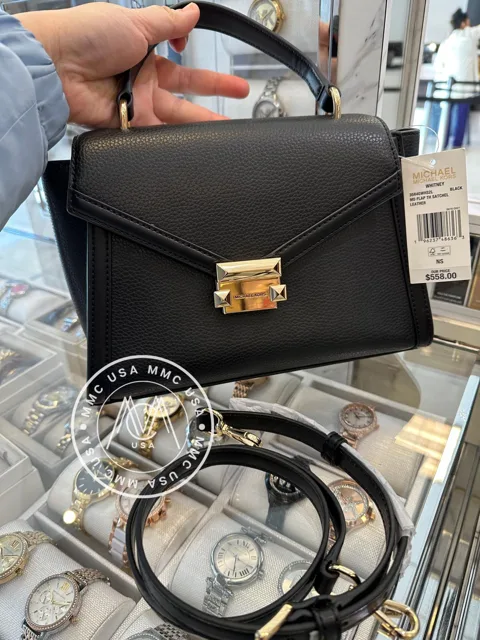 MK WHITNEY MEDIUM FLAP SATCHEL LEATHER